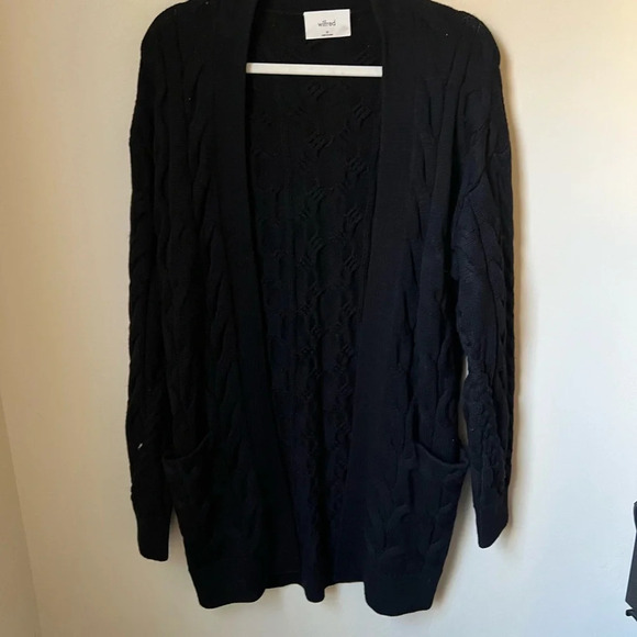 Wilfred Black Merino Wool Cable Knit Cardigan, size XS - Picture 2 of 5